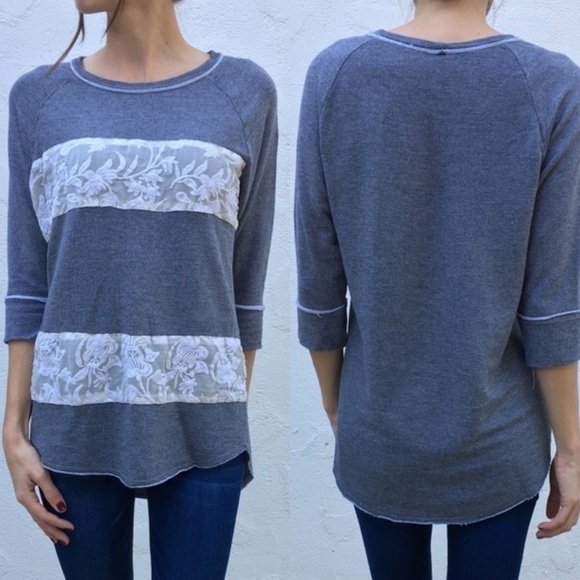 Anthropologie French Terry Embroidered Lace Tunic - Picture 1 of 6